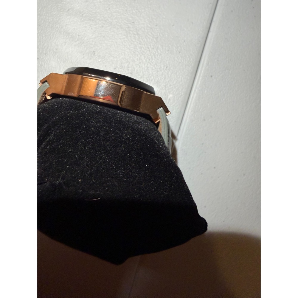 Anniversary Mens Rose Gold Tone Chronograph Watch Grey Croc Embossed Band - Picture 2 of 7